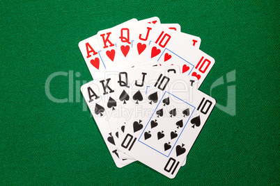 Poker cards with royal flush combination