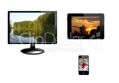 tablet monitor and modern mobile phone