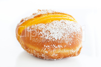 Berliner with egg creme over white and sugar