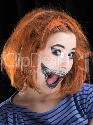 Halloween face art on black background Halloween face art on black background