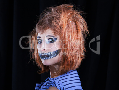 Halloween face art on black background Halloween face art on black background