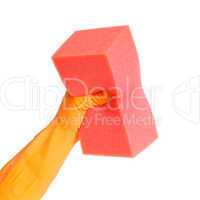 rubber glove and sponge