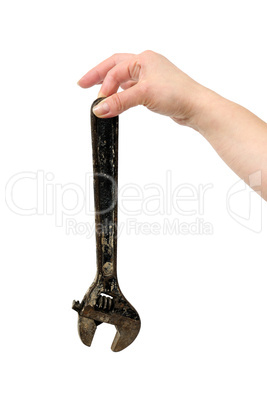 wrench in a woman hand