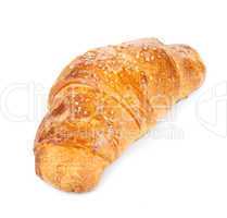 Freshly baked croissants on a white background