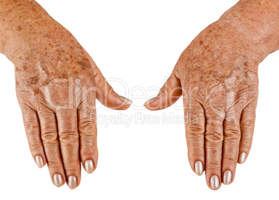 Hands of an old woman close-up