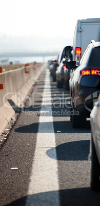 Queues of traffic on the highway