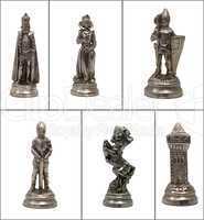 Collage Chess pieces on white