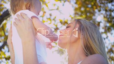 Portrait of Blonde Mother and Baby