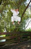 Adult men practicing Karate outdoor