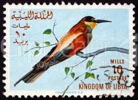 postage stamp libya 1965 european bee eater, bird