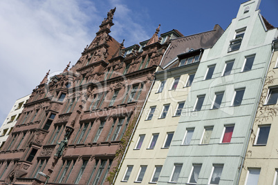 Fassaden am Spreeufer im Nikolaiviertel Berlin,Deutschland
