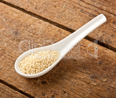 Sesame seeds in the spoon