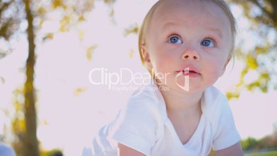 Cute Young Child Outdoors in Close up