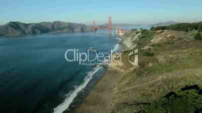 Aerial view of the coastline, Golden Gate Bridge, San Francisco, USA