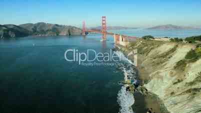 Aerial view of the coastline, Golden Gate Bridge, San Francisco, USA
