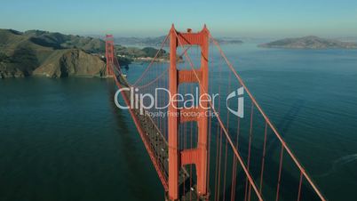 Aerial view of traffic on Golden Gate Bridge, San Francisco,  USA