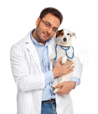 Veterinarian and dog