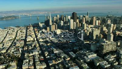 Aerial view of San Francisco and the Oakland Bay Bridge, USA