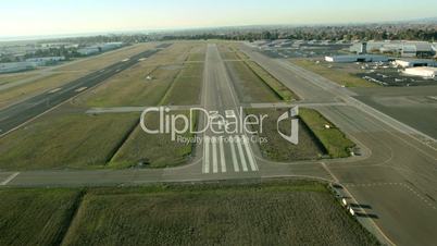 Aerial view of a plane landing