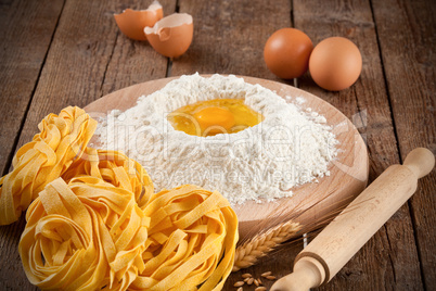 Italian pasta tagliatelle homemade