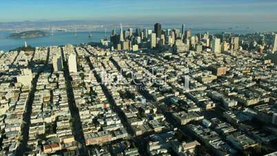 Aerial landscape view of the districts of San Francisco, USA