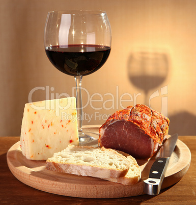 Red wine with italian cheese and capocollo