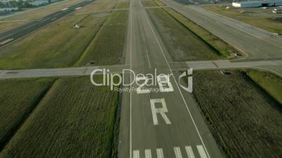 Aerial time lapse view of a plane landing