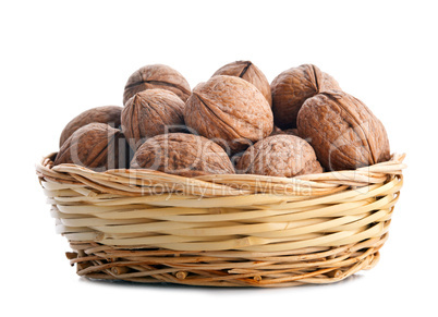 wicker basket with walnuts