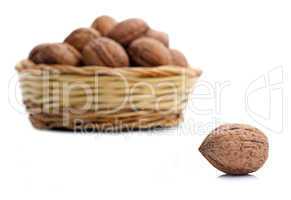wicker basket with walnuts