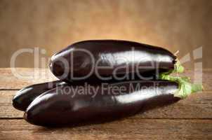 eggplant on old wooden table