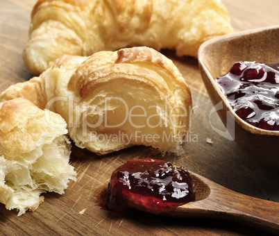 fresh croissants with jam