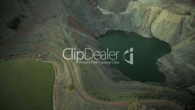 Aerial vertical view of a large salt  quarry  USA
