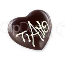 Chocolate heart with TI AMO