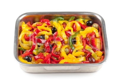 Roasted peppers with black olives