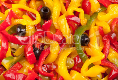 Roasted peppers with black olives