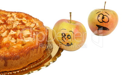 Funny apples with apple pie