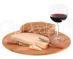 Italian spicy provolone cheese with red wine and bread