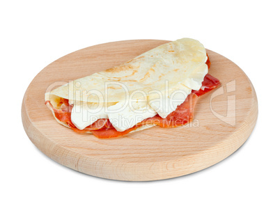 Italian piadina with ham and mozzarella cheese