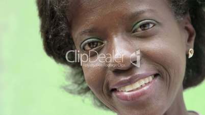 Portrait of happy mature black woman looking at camera