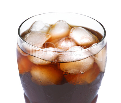 Glass of cola with ice