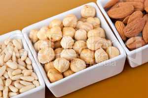 Peanuts aldons and hazelnuts