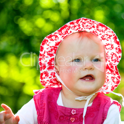 Infant portrait in garden