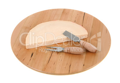 Italian spicy provolone cheese with cheese knife