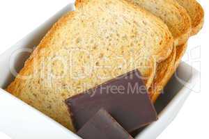 Chunks chocolate with crispbread