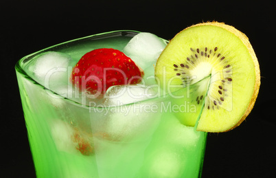 Mint drink with strawberries and kiwi
