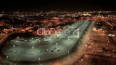 Aerial night view, Port of Oakland, San Francisco, America