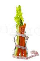 low calorie vegetable in glass container with tape