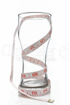 glass with measuring tape