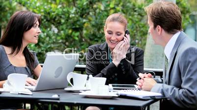 Successful Business People Good News Outdoors