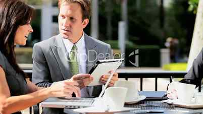 Business Executives Wireless Technology Outdoors